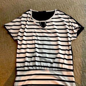Black and white striped blouse